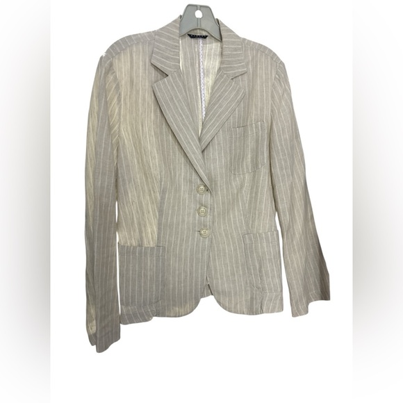 Sisley Jackets & Blazers - Sisley Beige Pinstripe Blazer